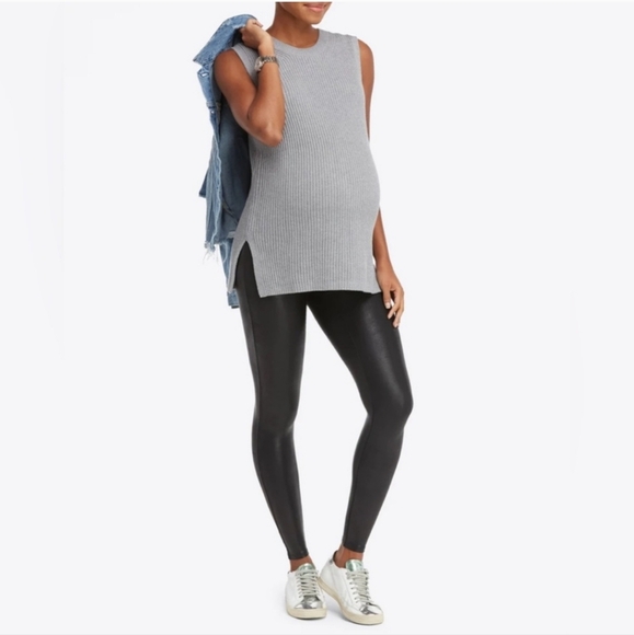 SPANX Faux Leather Leggings Mama Waistband - Picture 14 of 14